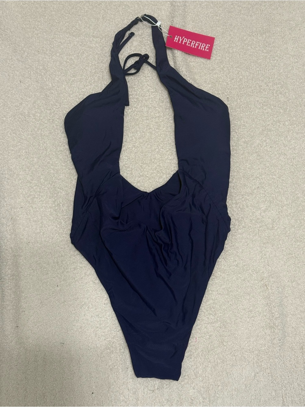 Women's Navy Halter One-Piece Swimsuit